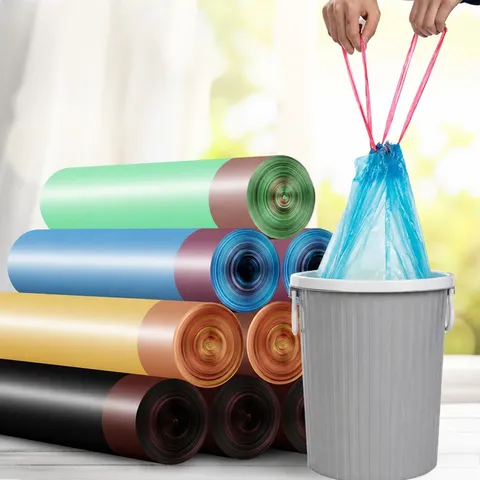 Bolsas de Basura con Cordón Espesadas para el Hogar Bolsas de Basura de Cocina Desechables Bolsas de Plástico Portátiles