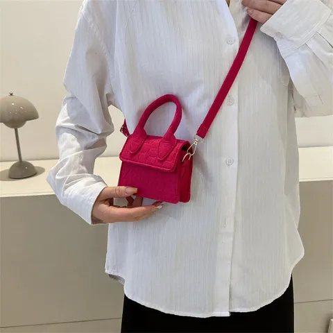 Women Fashion Vintage Commuter Felt Crossbody Bag Small Square Bag Top Handle Shoulder Bag Casual Purse
