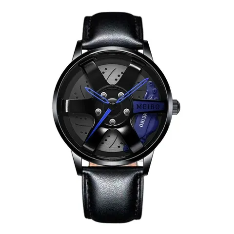 Ανδρικό Ρολόι Quartz Δερμάτινο Λουράκι Κάσα Από Κράμα Σχεδιασμός Πλήμνης Τροχού Σπορ Αυτοκινήτου Βιομηχανικό Ρολόι Χειρός