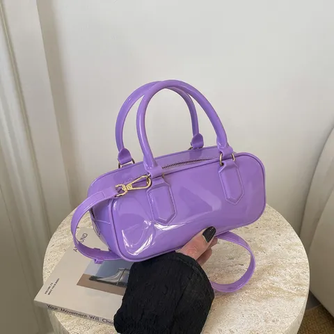 Borsa a Tracolla alla Moda in PVC da Donna Lucida Jelly Chic Borsa Casual Quotidiana con Manico Superiore