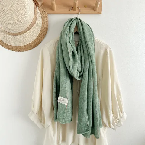 Women Vintage Literary Scarf Cotton Linen Feel Colorful Vertical Striped Shawl Beach Vacation Fashion Scarf