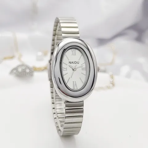 Vintage Retro Oval Quartz Watch For Women Stainless Steel Alloy Wristwatch Elegant Dress Timepiece Daily Gift