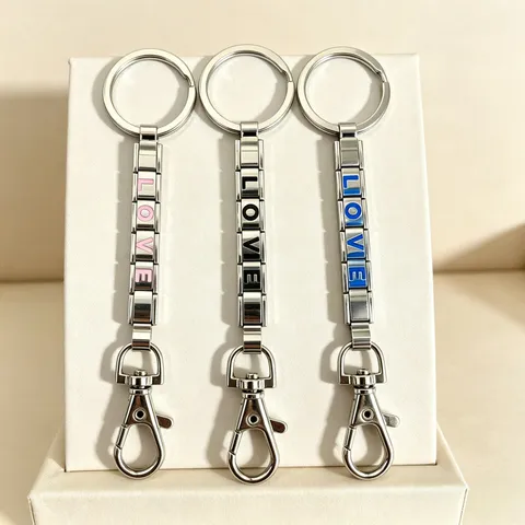 Stainless Steel Modular Keychain Detachable Italian Charm Keyring Gold Silver Metal Key Chain For Women Men