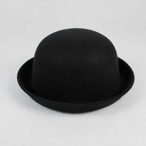 Chapeau Melon en Tissu Laine Rétro Coréen Chapeau de Bassin à Bord Roulé Décontracté pour Femmes Mode Hiver Chaud Chapeau en Feutre Uni
