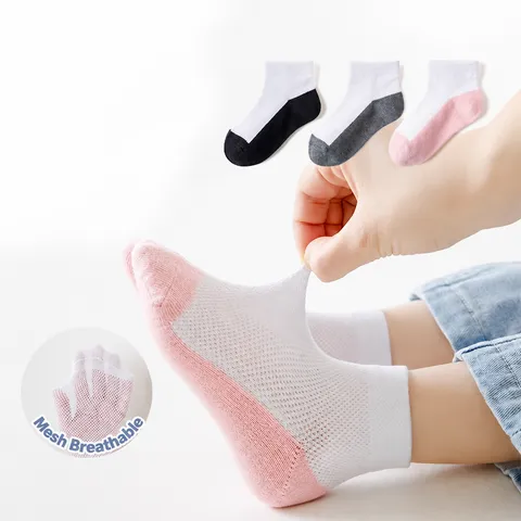 Kinder Mesh Atmungsaktive Dünne Wadenhohe Socken Jungen Mädchen Einfarbige Casual Sportsocken Kinder Tägliche Kleidung