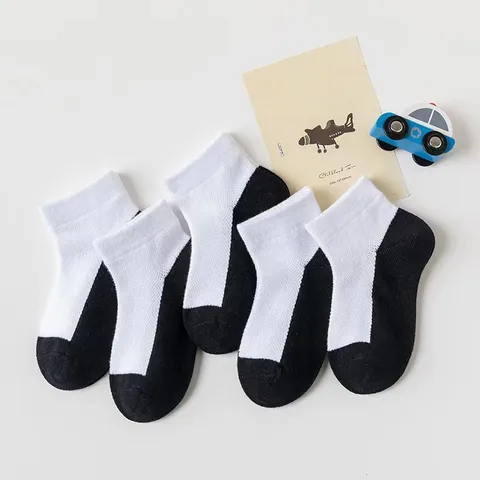 Kids Mesh Breathable Thin Mid-Calf Socks Boys Girls Solid Color Casual Sports Socks Children Daily Wear