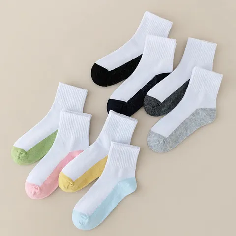 Kids Solid Color Crew Socks Breathable Polyester Sports Socks For Boys And Girls Children Daily Wear