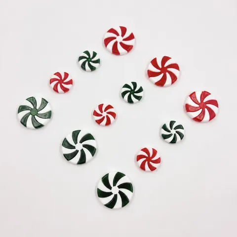 Christmas Candy Windmill Resin Accessories DIY Christmas Tree Ornaments Red White Green Spiral Candy Craft Supplies