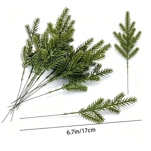 Agujas de Pino Artificiales Ramas de Pino Falsas Para Corona de Navidad Guirnalda Manualidades DIY Floral Fiesta Vacaciones Decoración del Hogar