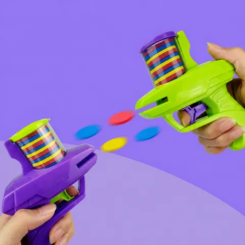 Kids Outdoor Flying Saucer Toy Gun Carrot Design EVA Foam Soft Bullet Launcher Interactive Battle Game Toy