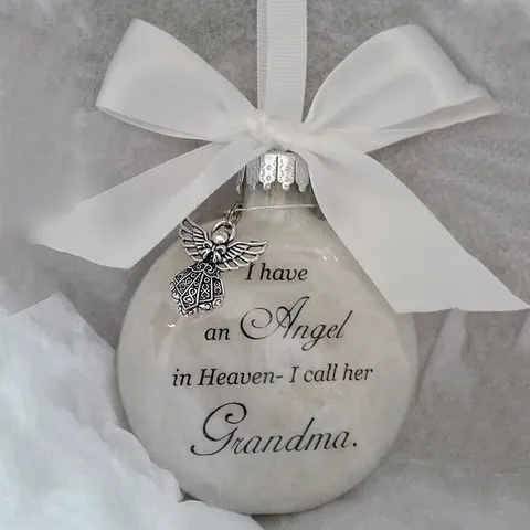 Boule en Plastique Transparent Plume Ange Ciel Ornement Commémoratif Noël Ornement Suspendu Cadeau de Souvenir