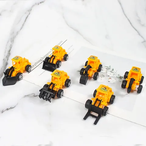 Mini Engineering Car Cake Topper Set Pull Back Construction Vehicles Toy Excavator Forklift Birthday Party Cake Decor