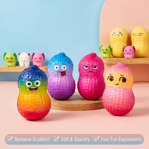 Simulation Peanut Squishy Toy Slow Rebound PU Foam Stress Relief Squeeze Toy With Funny Expressions For Kids Adults Office Home