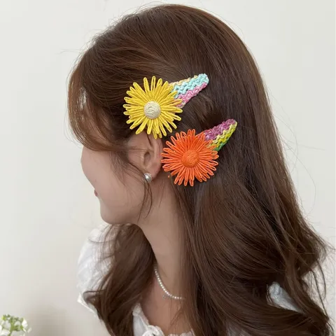 Süß Kleine Gänseblümchen Haarspange Handgemachte Florale Seitenklammer Frischer Stil Haarschmuck Für Damen Alltag