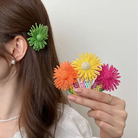 Süß Kleine Gänseblümchen Haarspange Handgemachte Florale Seitenklammer Frischer Stil Haarschmuck Für Damen Alltag