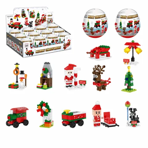 Weihnachten Weihnachtsmann Kapsel Bausteine DIY Pädagogisches Mikropartikel Montage Spielzeug Für Kinder Festliches Geschenk