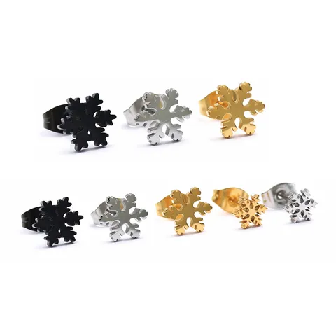 Minimalistisch Roestvrij Staal Sneeuwvlok Oorknopjes Voor Vrouwen Mannen Klein Groot Geometrisch Piercing Sieraden Cadeau