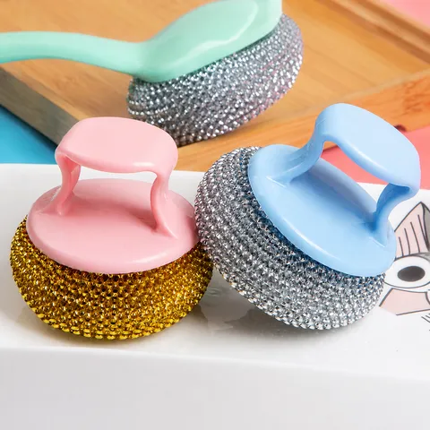 Household Cleaning Brush With PET Ball Long And Short Handle Dishwashing Pot Scrubbing Tool Kitchen Cleaning Accessory