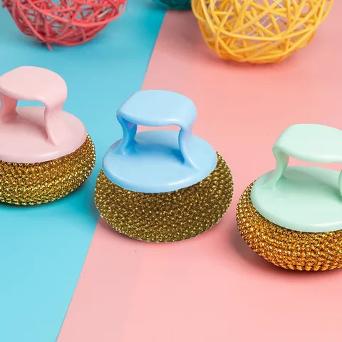 Household Cleaning Brush With PET Ball Long And Short Handle Dishwashing Pot Scrubbing Tool Kitchen Cleaning Accessory