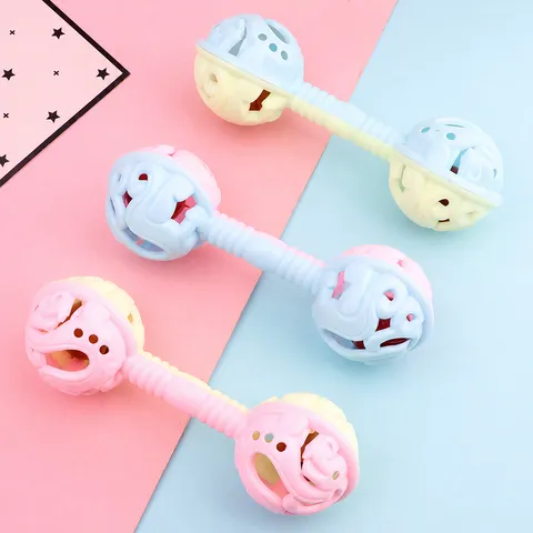 Baby Rattle Toy Early Education Hand Grasping Rattle Infant Sensory Hearing Training Plastic Dumbbell Shape Toy Gift
