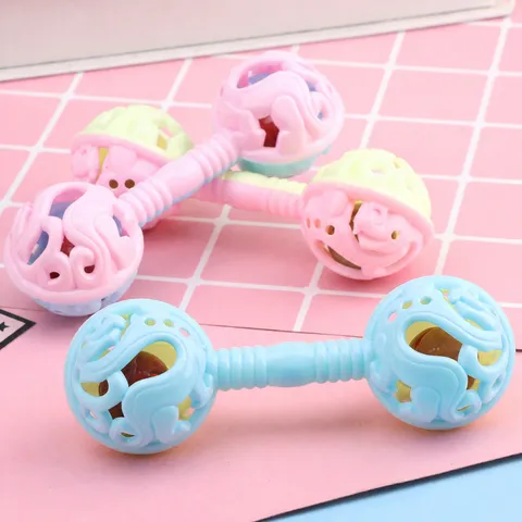 Baby Rattle Toy Early Education Hand Grasping Rattle Infant Sensory Hearing Training Plastic Dumbbell Shape Toy Gift