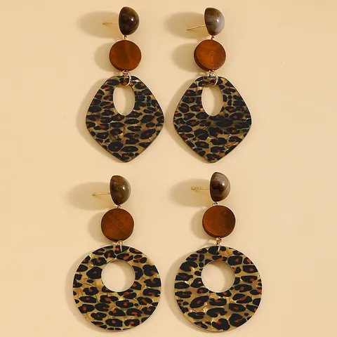 Orecchini Geometrici Vintage in Acrilico con Stampa Leopardata per Donna Orecchini a Pendente a Forma di Fiore Unici Accessori per Gioielli di Moda Stile Retro Maillard
