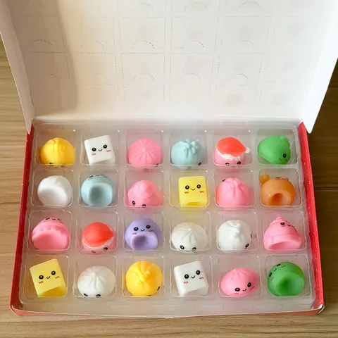 Christmas Mystery Squishy Toy Advent Calendar Stress Relief Blind Box Mystery Calendar Soft Squeezable Cartoon Toys Holiday Gift