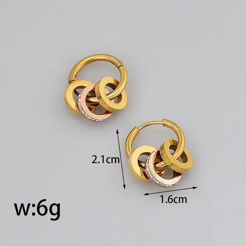 Roestvrijstalen Driekleurige Ineengestrengelde Hoepeloorbellen Strass Goud Roségoud Zilver Ineengevlochten Cirkeloorbellen Voor Dames Sieraden Cadeau