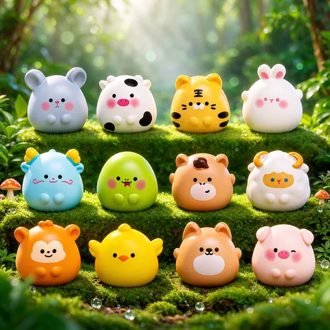 Cute Cartoon Chinese Zodiac Animals Resin Mini Figurines Micro Landscape DIY Ornaments Car Desktop Home Decor Accessories