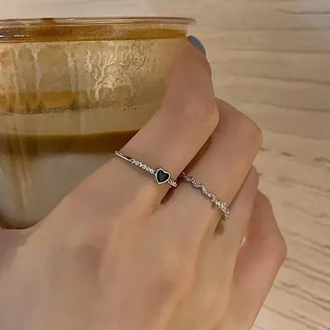 Anillo Abierto de Aleación Minimalista para Mujer Vintage Piedra de Luna Corazón Strass Mariposa Anillo de Dedo Joyería de Moda