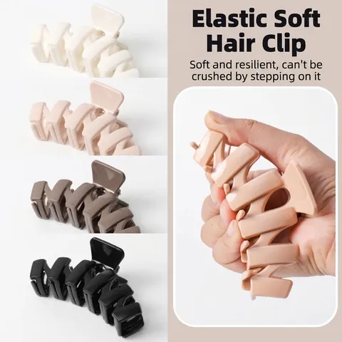 Fashionable Wave Design Plastic Hair Claw Clip For Women Silicone-Look Shark Clip Durable Hair Grip Styling Accessories