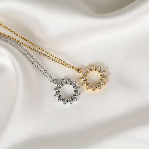 Colgante de Acero Inoxidable 316 Redondo Hueco con Diamantes de Imitación Accesorios para Joyería DIY para Pendientes Collar Pulsera Chapado en Oro 18k