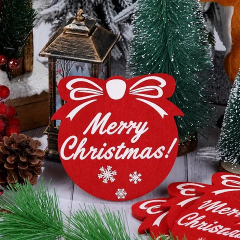 Sottobicchieri in Feltro di Poliestere di Buon Natale Antiscivolo Isolati Termicamente con Fiocco di Neve Tovagliette Rotonde Rosso Verde Decorazione Tavola