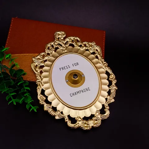 European Retro Champagne Button Decorative Metal Wall Ornament Gold Plated Press For Champagne Call Bell Home Bar Party Decor Gift
