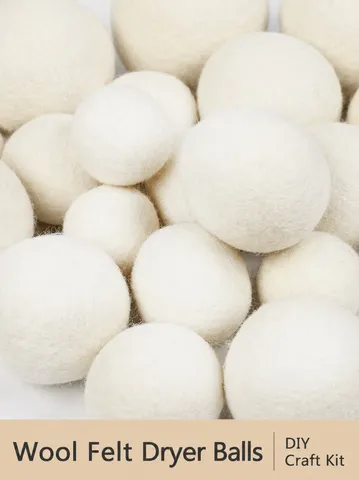 Handmade Wool Felt Ball For Needle Felting DIY Craft Solid Round Ball Primary Color Material For Cat Toy Felted Decorations