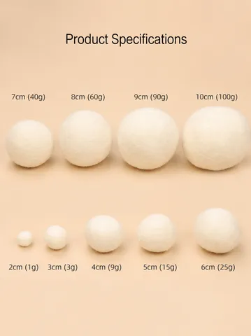 Handmade Wool Felt Ball For Needle Felting DIY Craft Solid Round Ball Primary Color Material For Cat Toy Felted Decorations
