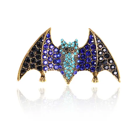 Bat Brooch Pin Alloy Rhinestone Sparkling Animal Gothic Vintage Halloween Jewelry For Men Women Suit Scarf Buckle