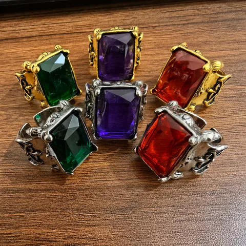 Vintage Men's Square Rhinestone Ring Zinc Alloy Gothic Cross Pattern Domineering Retro Gemstone Ring For Party Daily Jewelry