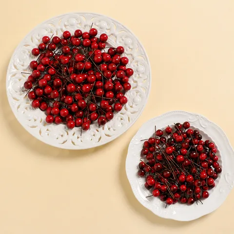 Matériau DIY Baie de Mousse de Simulation Créative Pour Décoration de Gâteau de Couronne de Noël Baies Artificielles de Couleur Métallique sur Tige de Fer
