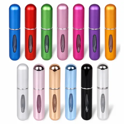 Portable Refillable Perfume Atomizer Mini Bottom Fill Spray Bottle Anodized Aluminum Shell Visual Window Travel Cosmetic Case