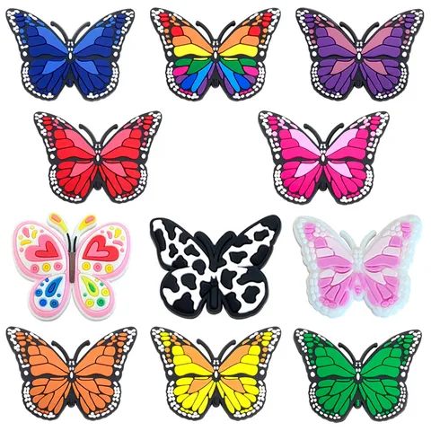 Exquisite Butterfly Shoe Charms PVC Soft Rubber DIY Shoe Decorations For Clogs Sandals Slides Accessories For Kids Adults