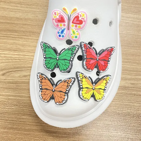 Exquisite Butterfly Shoe Charms PVC Soft Rubber DIY Shoe Decorations For Clogs Sandals Slides Accessories For Kids Adults