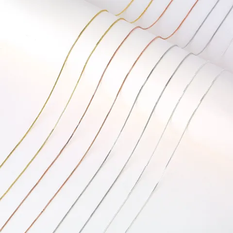 Copper Box Chain Necklace Gold Plated Adjustable Slide Bead Pin DIY Universal Plain Link Chain Minimalist Jewelry For Women