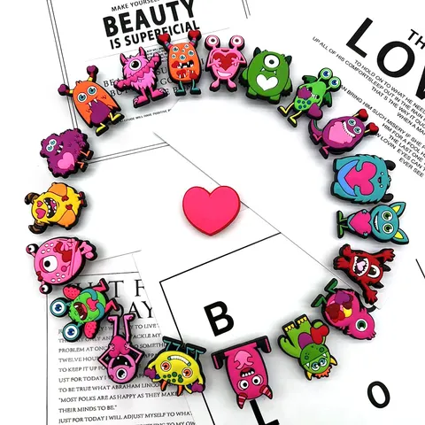 Monster Valentine's Day Cute Clog Shoe Charms Cartoon DIY PVC Decorations For Sandals Clogs Accessories For Kids Adults