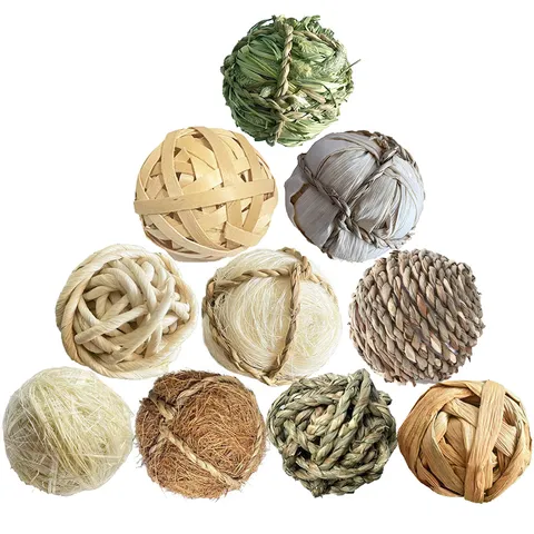 Palline Molari Intrecciate in Erba Naturale Per Criceti Conigli Piccoli Animali Giocattolo in Legno Per Digrignare i Denti Giocattolo Masticabile Set Accessori Animali