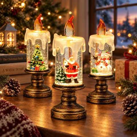 Weihnachten Elektronische Wasser Schneiende Kerze Kristalllampe Weihnachtsmann Schneemann Weihnachtsbaum Tischdeko Geschenk