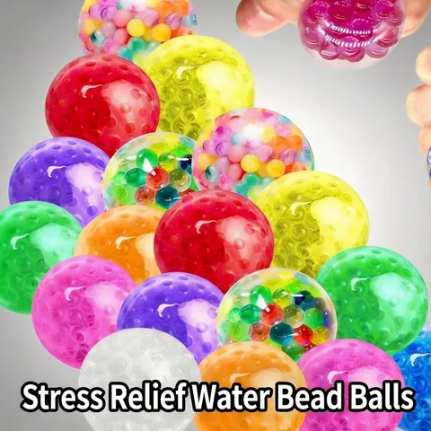 Bola para el Estrés con Perlas de Agua Squishy TPR Juguete de Goma Blanda para Apretar Multicolor Sensorial para Adultos Niños