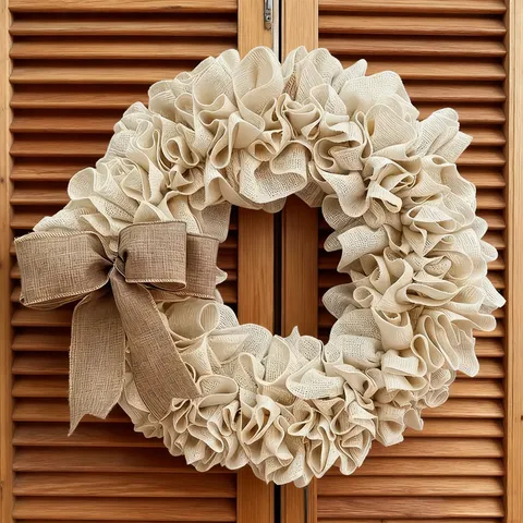 Franse Stijl Jute Kerstkrans Met Kant Strik Decoratie Linnen Slinger Voor Huis Feestelijke Scène Layout Hangende Requisites