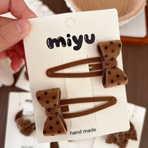 Barrettes à Cheveux et Élastiques à Flocage Léopard Pois pour Filles Automne Hiver Nœud Marron Cœur Fleur Accessoires Cheveux Enfants