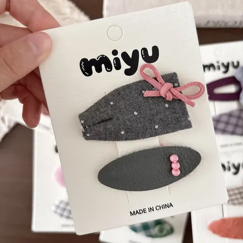 Juego de 2 Pinzas para el Cabello de Tela a Cuadros para Niñas Lindo Conejo Oso Estrella BB Horquillas para el Cabello Accesorios para el Cabello Hechos a Mano